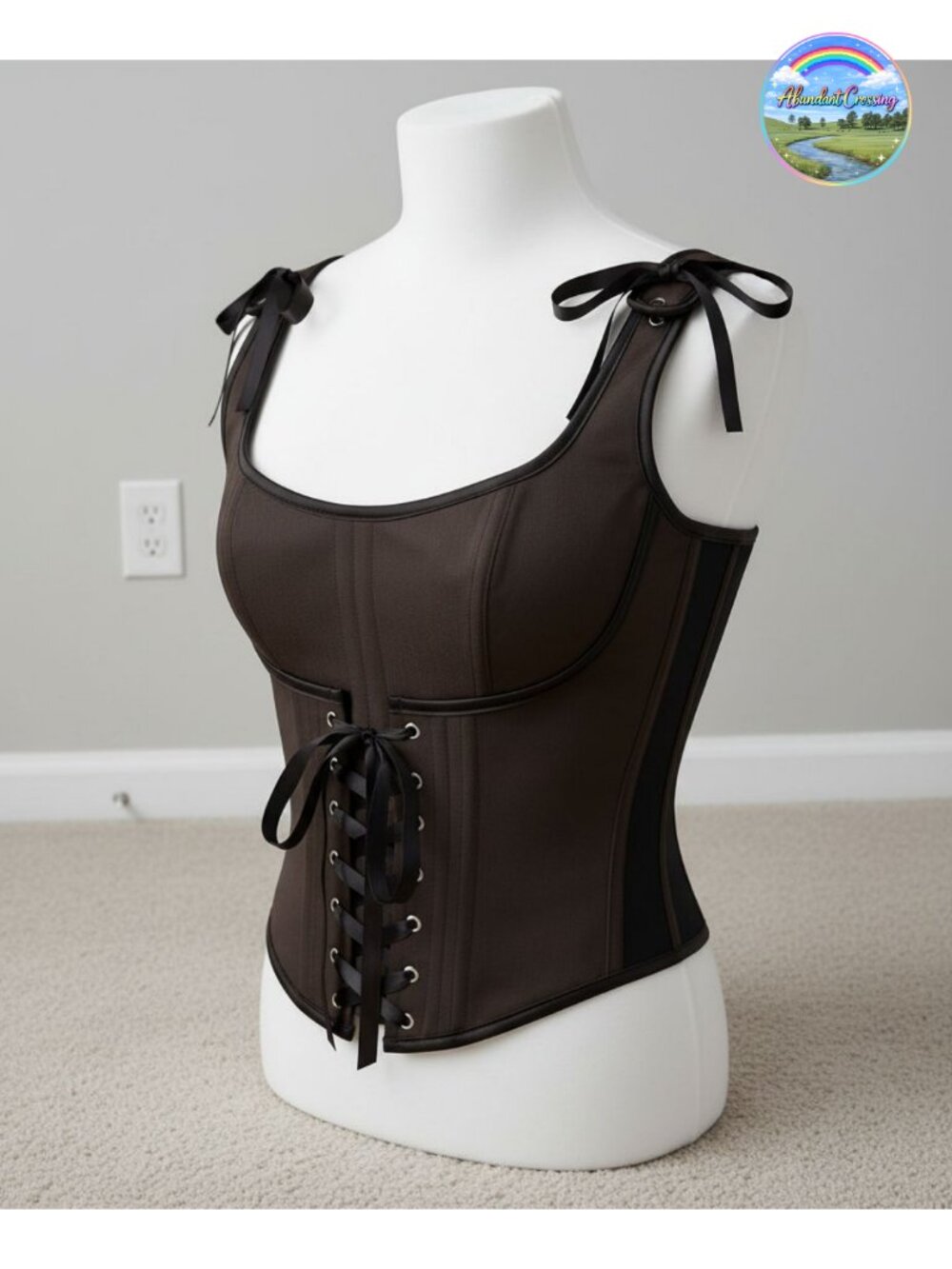 Boned Underbust Corset Top Lace-Up Front Renaissance Costume